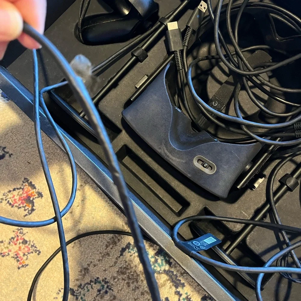 Black Oculus Rift VR Headset with Controllers and Sensors